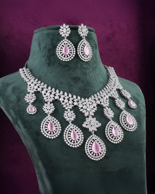 Blush Anastasia American Diamond Necklace with Earring