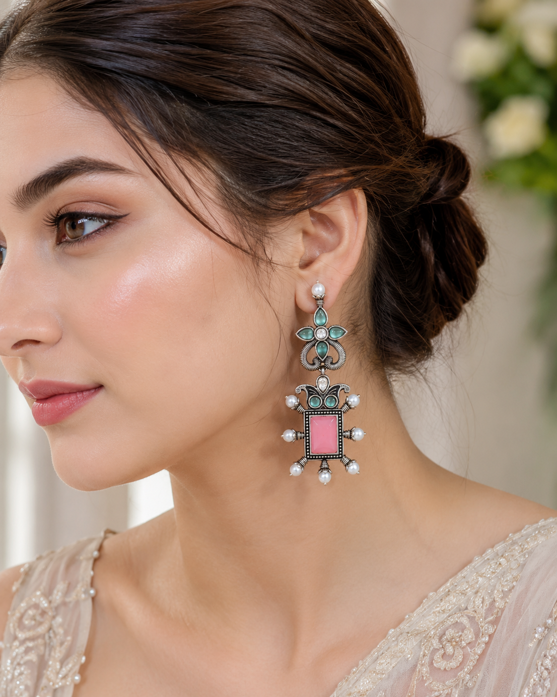 Blush Mint Nira Brass Earring