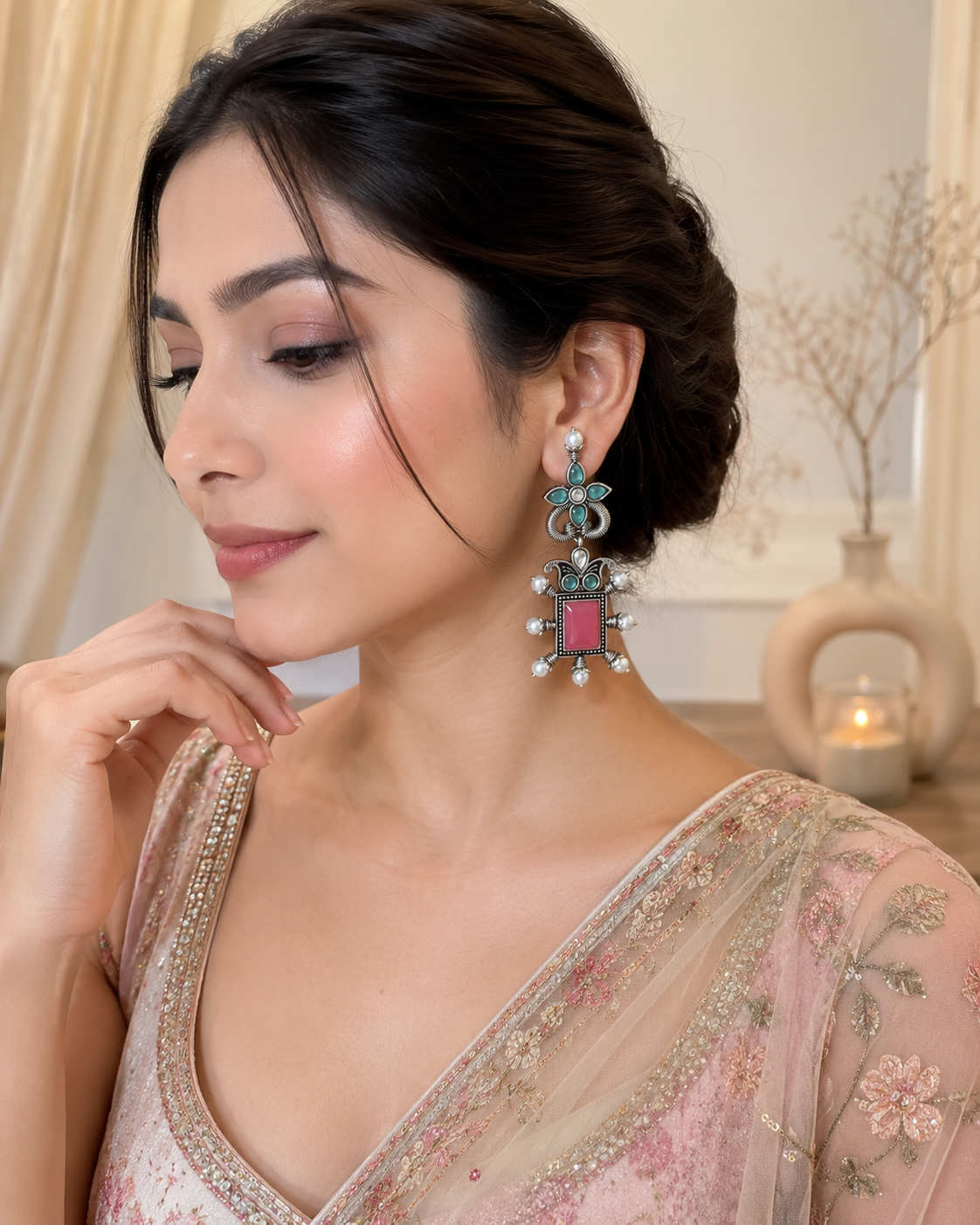 Blush Mint Nira Brass Earring