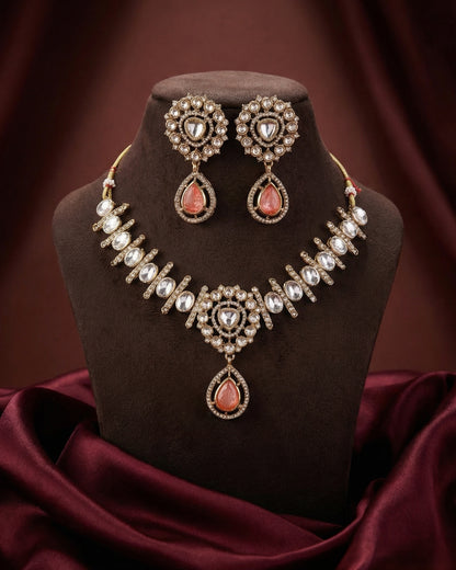 Blush Rutba Indo Western Necklace With Earrings