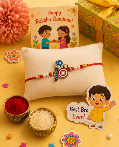 Captain America Rakhi for Brother | Tilak Set Included