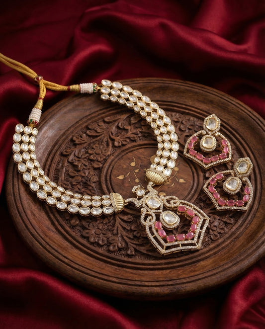 Ruby Avery Premium Moissanite Stone Necklace with Earring