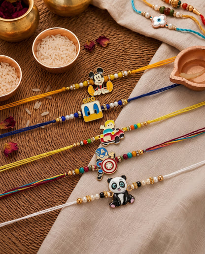 Pack of 5 Kids Rakhi for Brother | Tilak Set Included