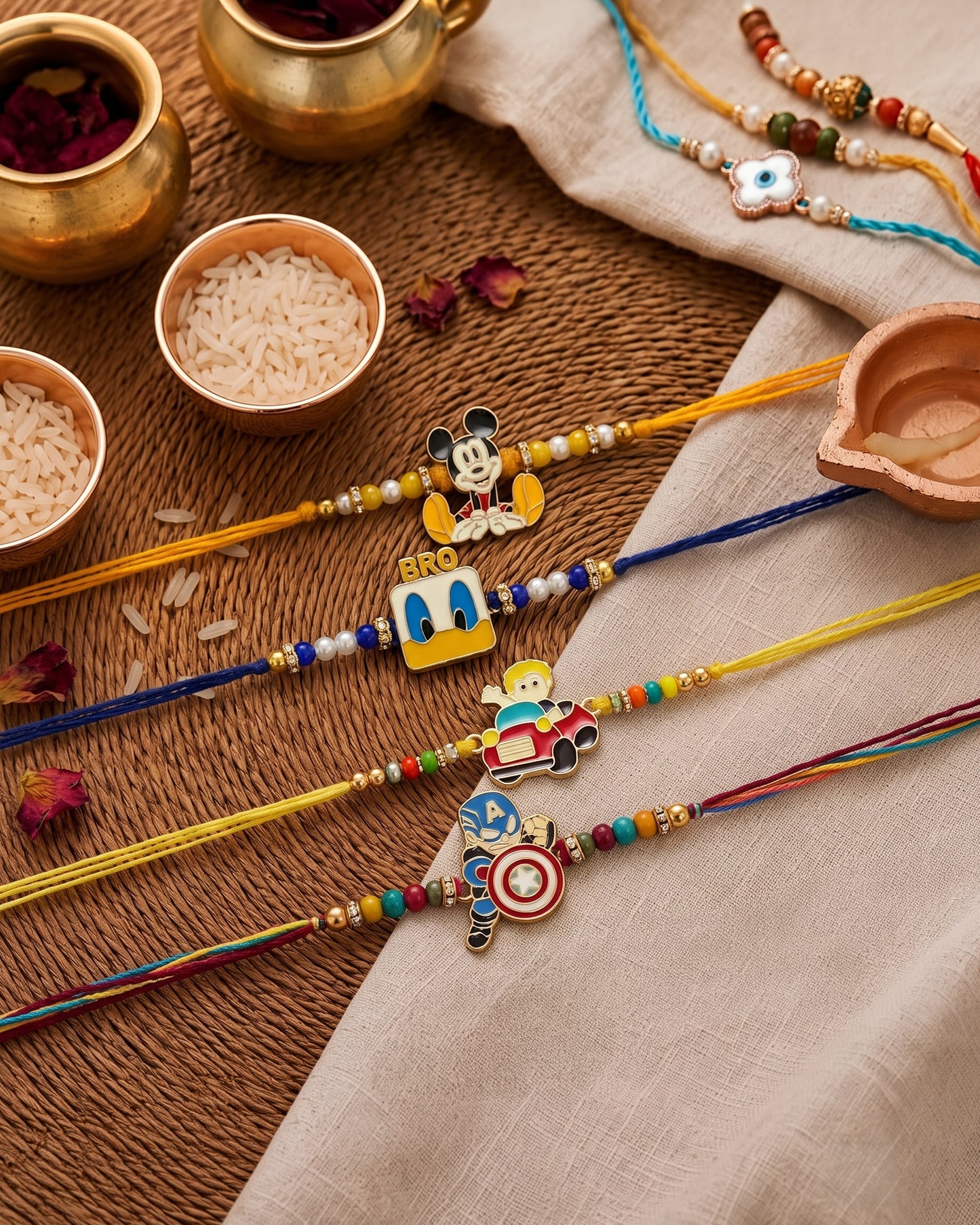 Pack of 4 Kids Rakhi for Brother | Tilak Set Included