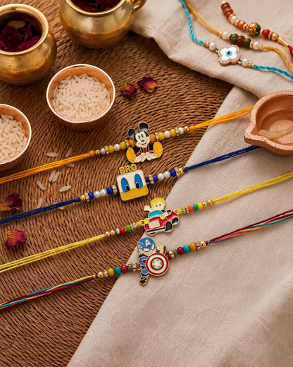 Pack of 4 Kids Rakhi for Brother | Tilak Set Included