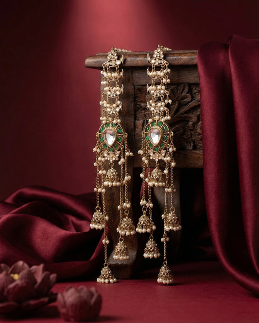 Green Vashma Premium Earring With Sahara