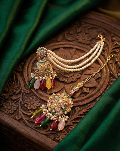 Multi Aarika Punjabi Teeka Earring Set