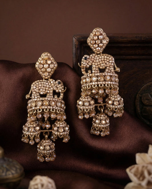 Gold Alveena Premium Designer Statement Earring