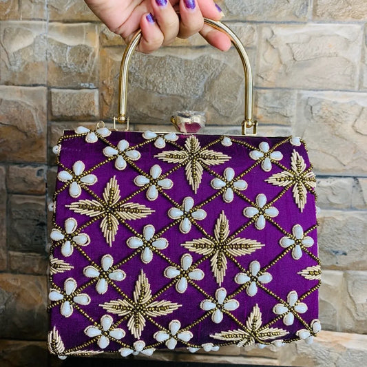Purple Amayra Suitcase Clutch