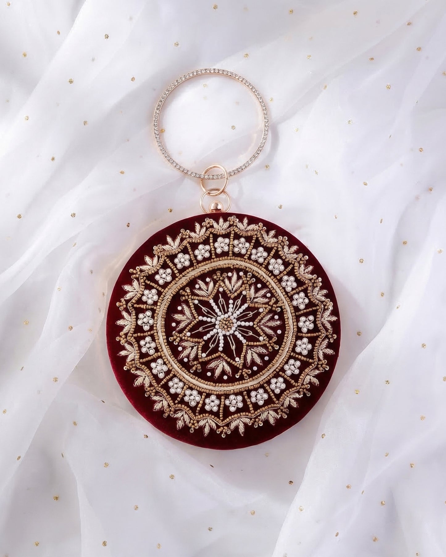 Corey Embroidered Circle Clutch