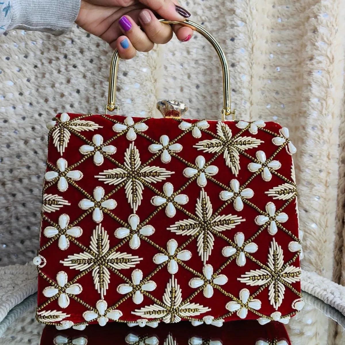 Maroon Amayra Suitcase Clutch