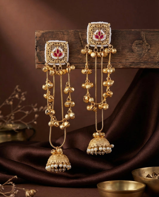 Reyant Premium Kashmiri Brass Lookalike Ghungroo Earring