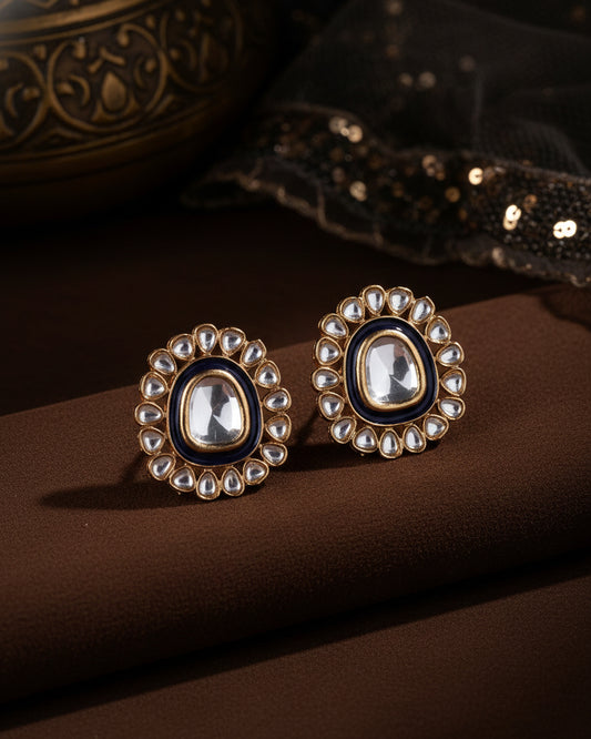 Blue Dev kundan Stud