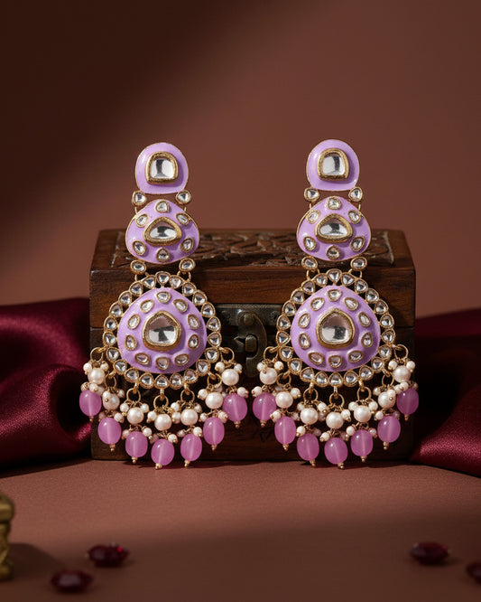 Lilac Tisya Meenakari Chandbali