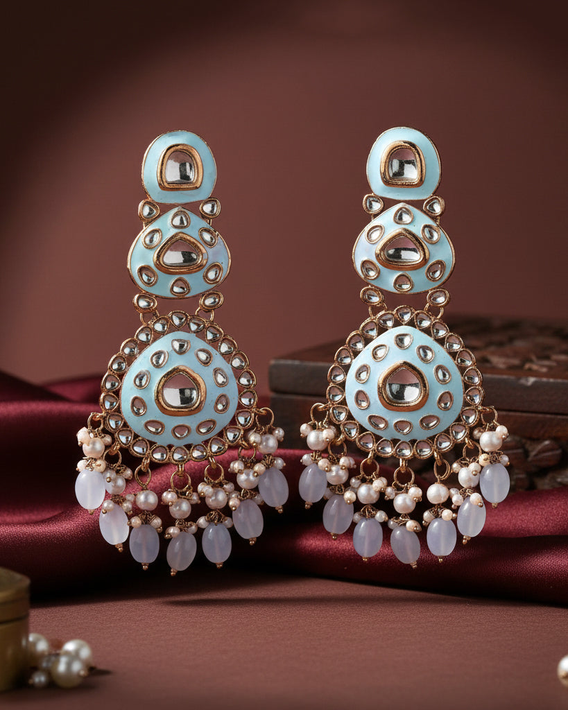 Turquoise Tisya Meenakari Chandbali