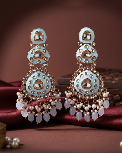 Turquoise Tisya Meenakari Chandbali