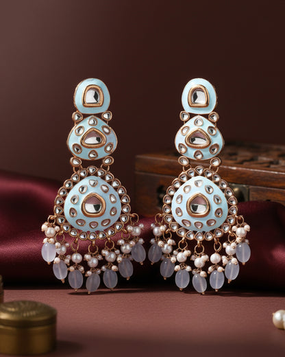 Turquoise Tisya Meenakari Chandbali