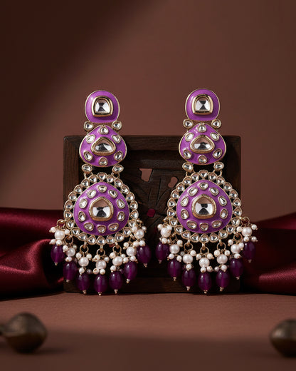 Purple Tisya Meenakari Chandbali