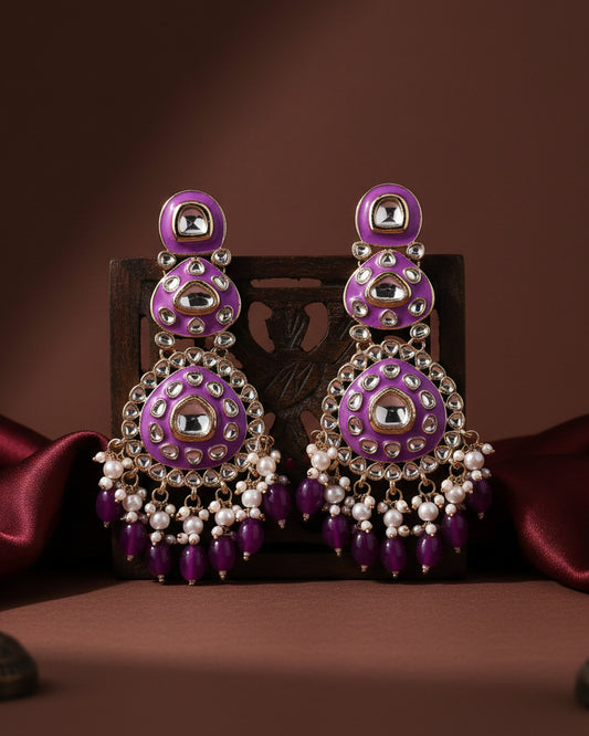 Purple Tisya Meenakari Chandbali