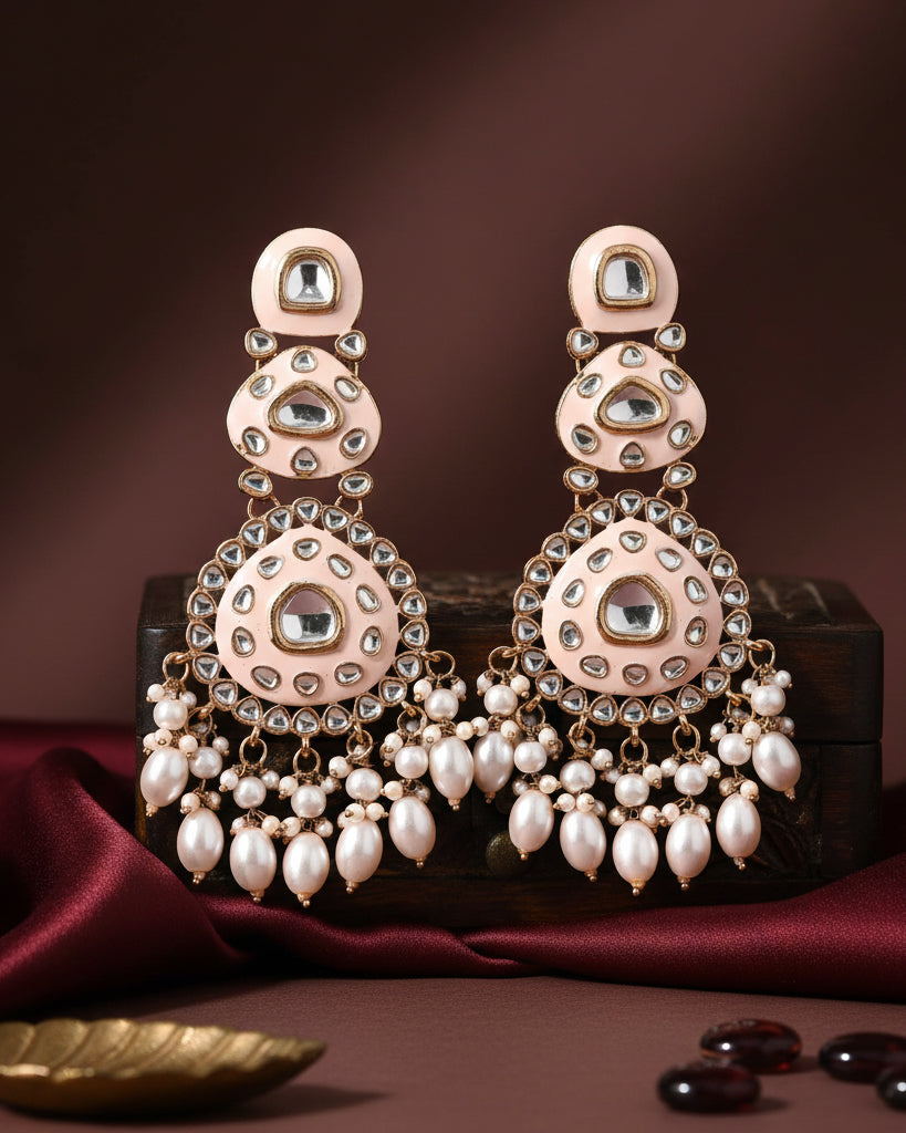Ivory Tisya Meenakari Chandbali