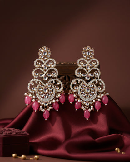 Dark Pink Zayna Designer Earring
