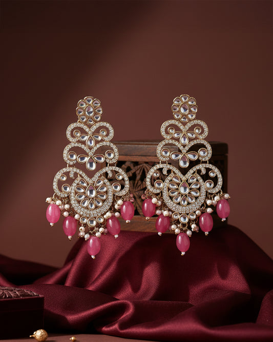 Dark Pink Zayna Designer Earring