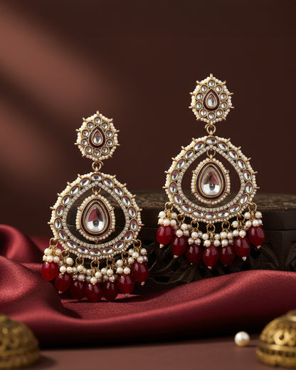 Red Nirman Zircone Chandbali