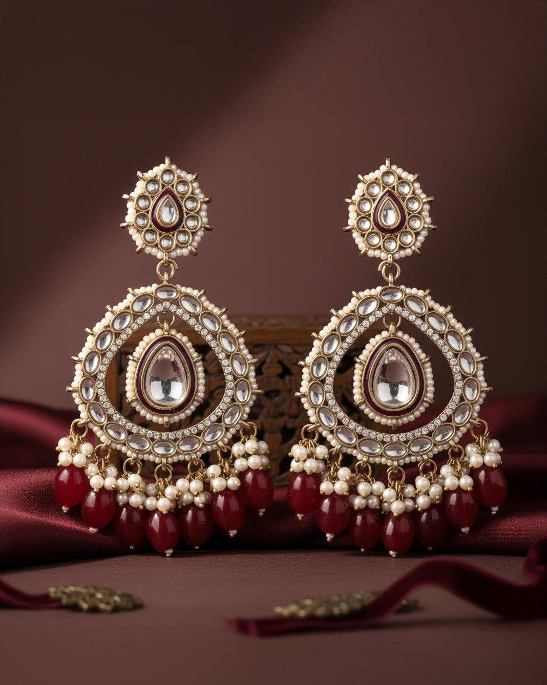 Red Nirman Zircone Chandbali