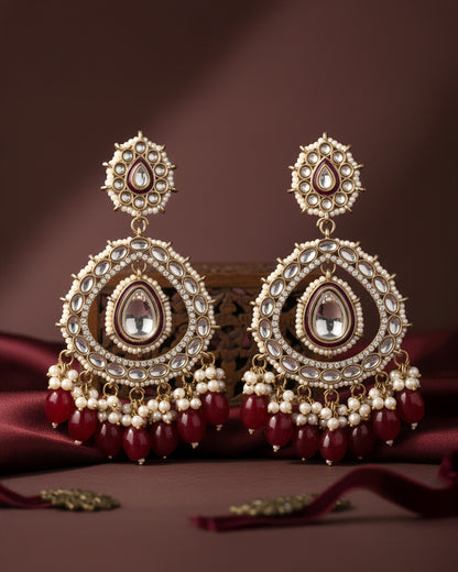 Red Nirman Zircone Chandbali
