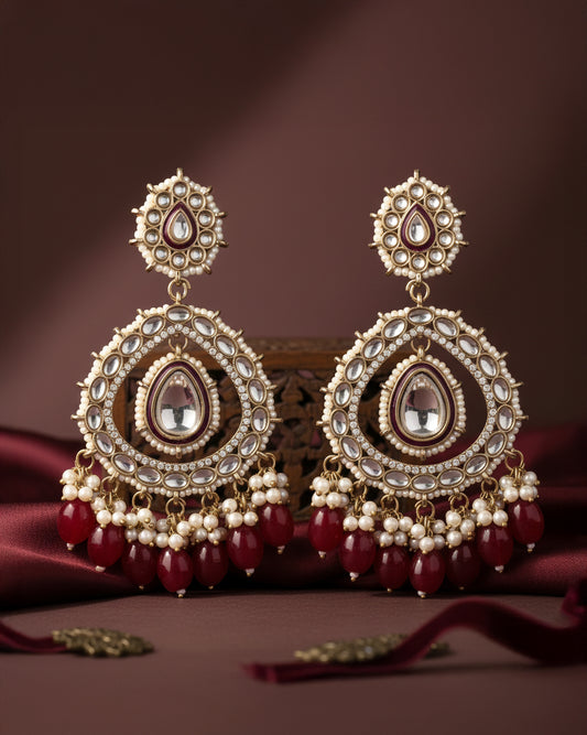 Red Nirman Zircone Chandbali