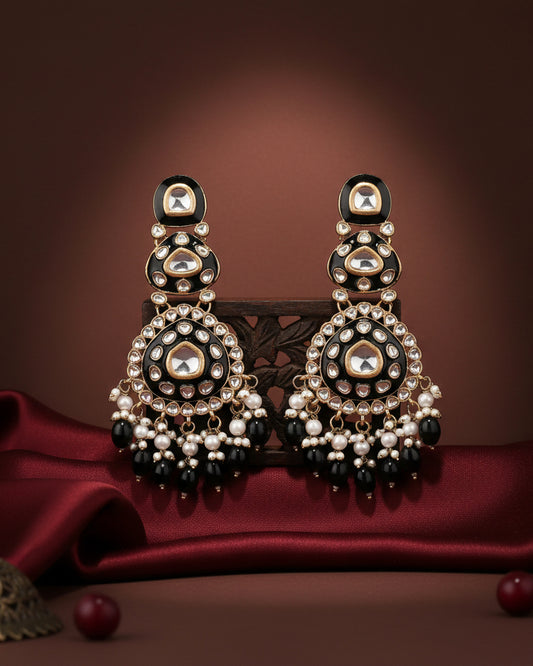 Black Tisya Meenakari Chandbali