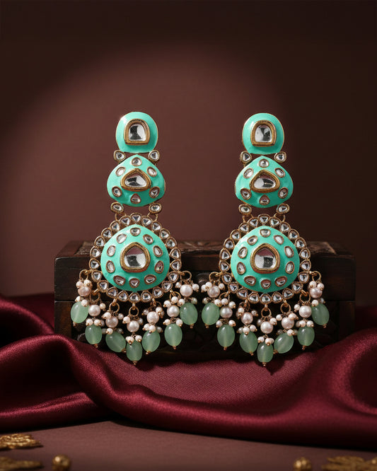 Mint Green Tisya Meenakari Chandbali