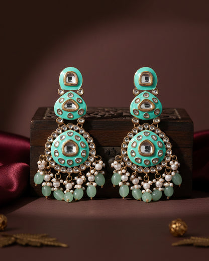 Mint Green Tisya Meenakari Chandbali