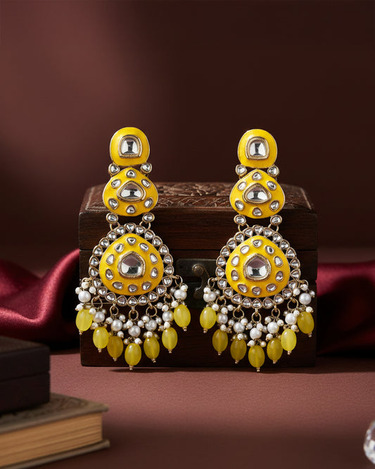 Yellow Tisya Meenakari Chandbali