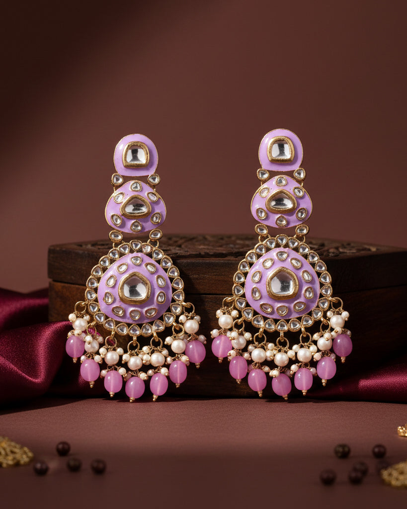 Lilac Tisya Meenakari Chandbali