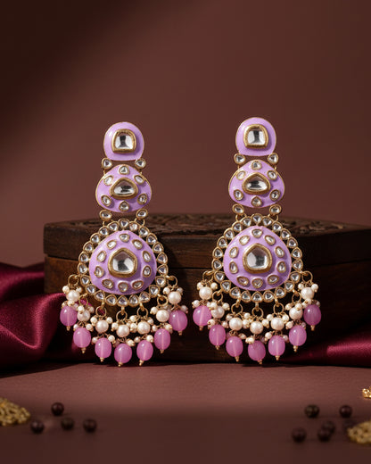 Lilac Tisya Meenakari Chandbali