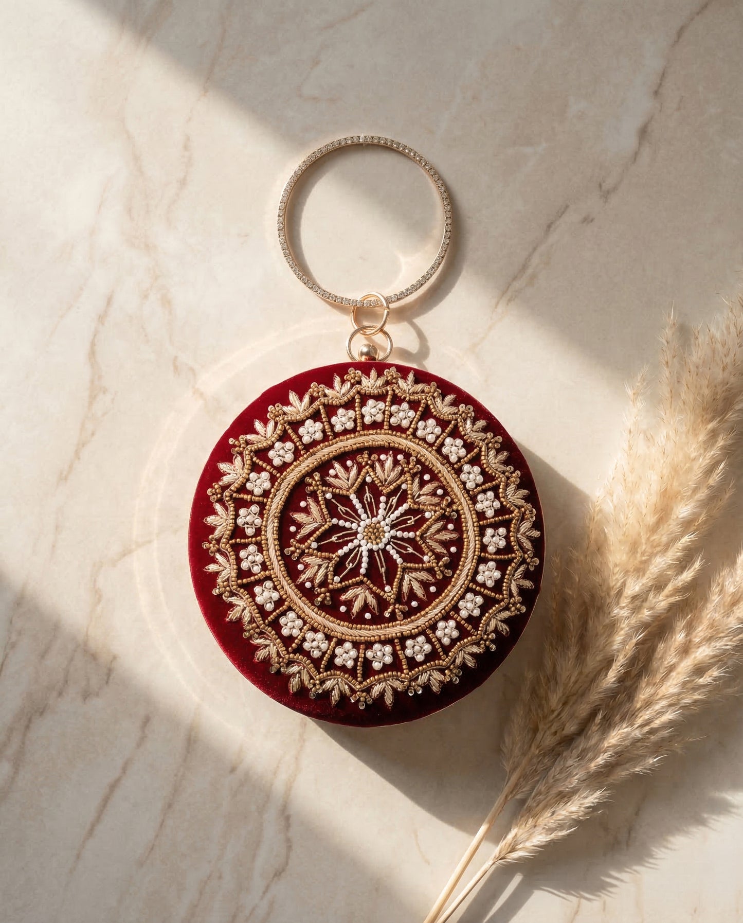 Corey Embroidered Circle Clutch