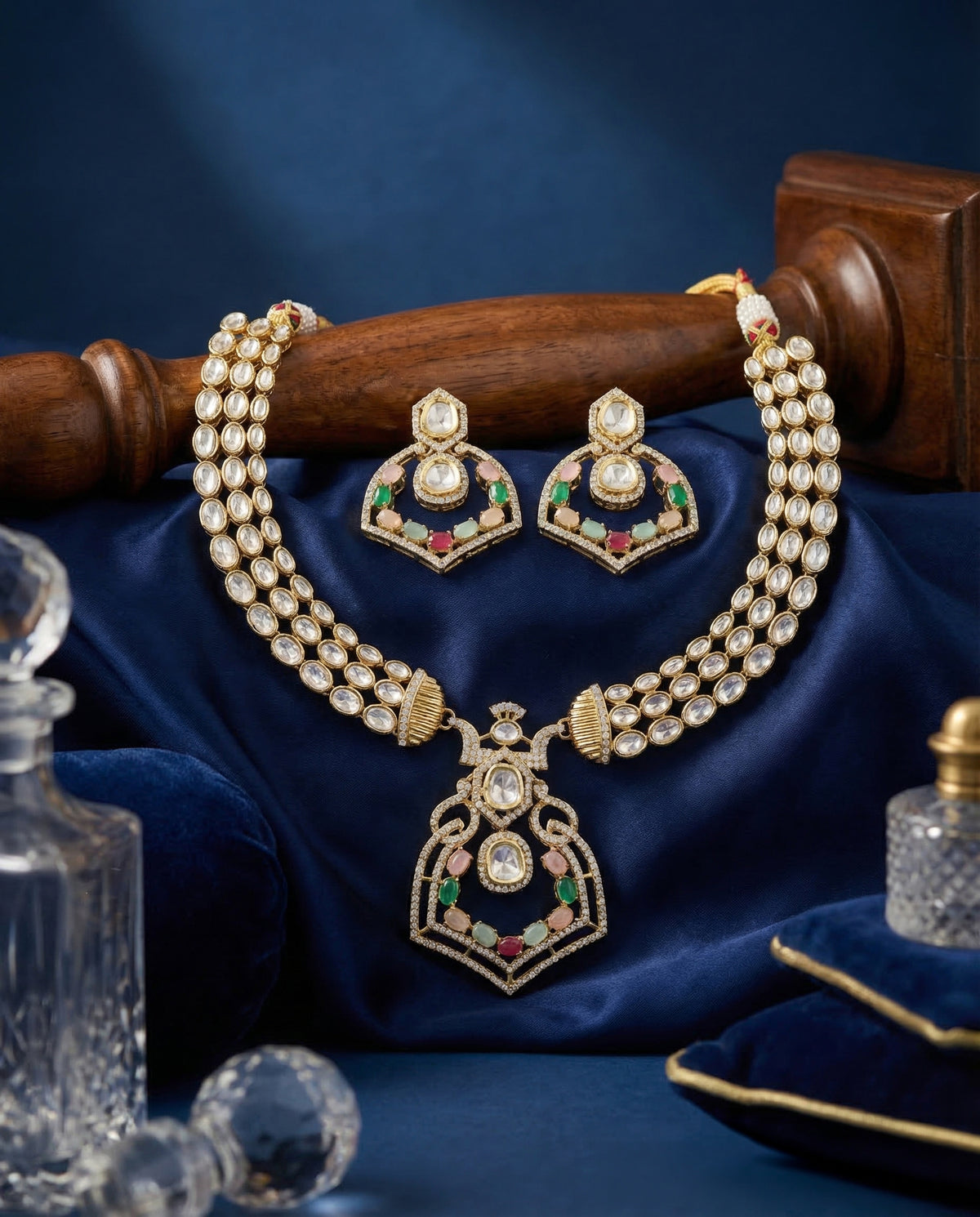 Multi Avery Premium Moissanite Stone Necklace with Earring