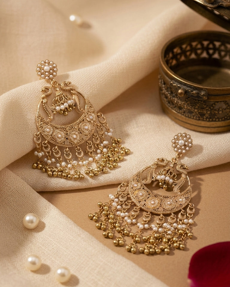 Ishrita Premium Bollywood Inspired Peacock Chandbali Earring