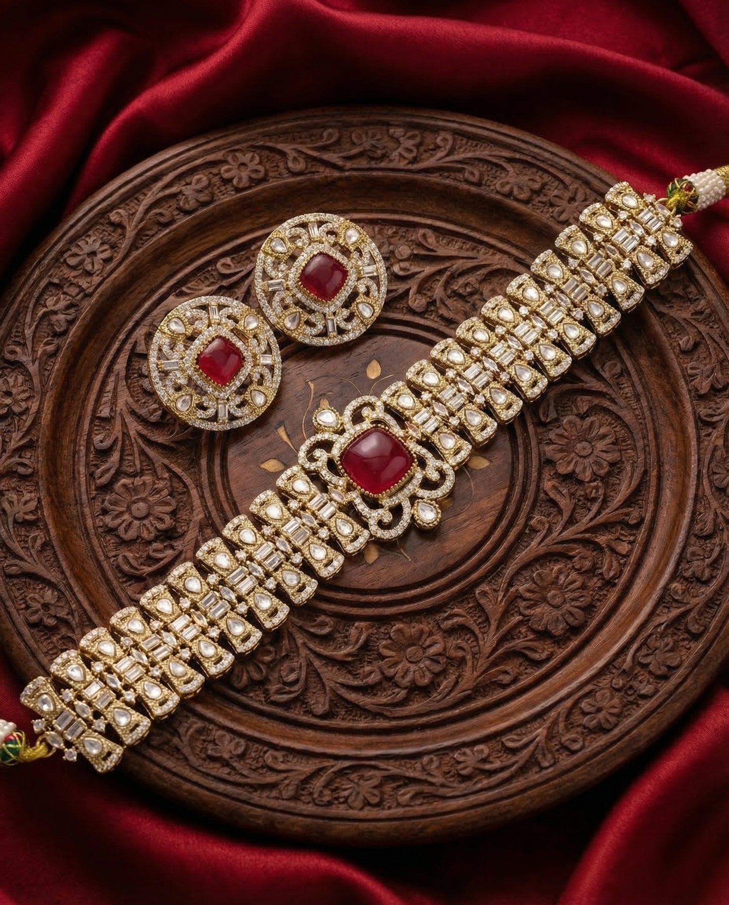 Ruby Jean Premium Moissanite Stone Necklace with Earring