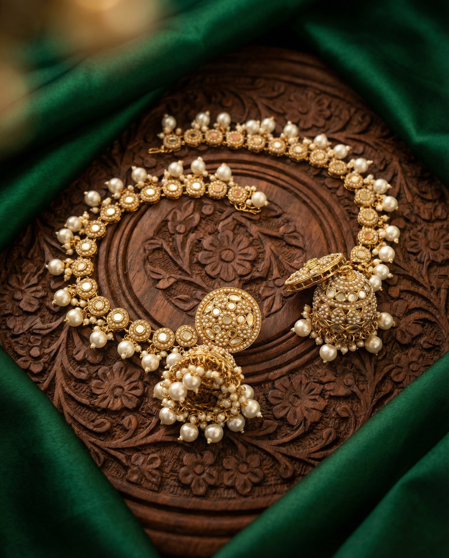 Krishika Mirror Bahubali Earring with Kaan Chain