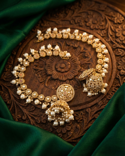 Krishika Mirror Bahubali Earring with Kaan Chain