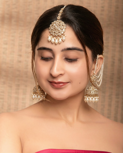Silver Aarika Punjabi Teeka Earring Set