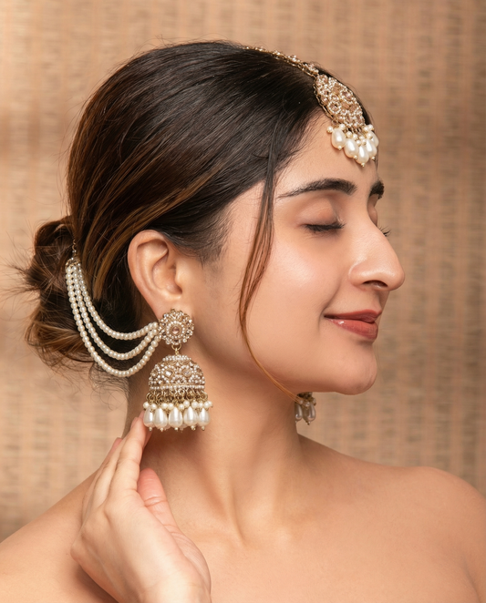 Silver Aarika Punjabi Teeka Earring Set
