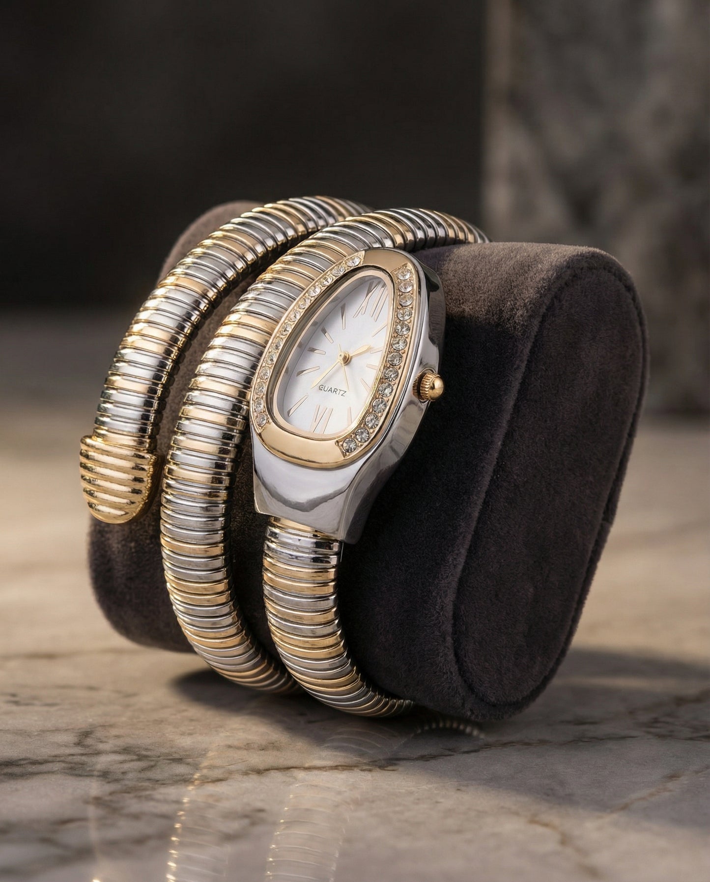 Serpenti Quartz Wrist Watch - Duo Tone White