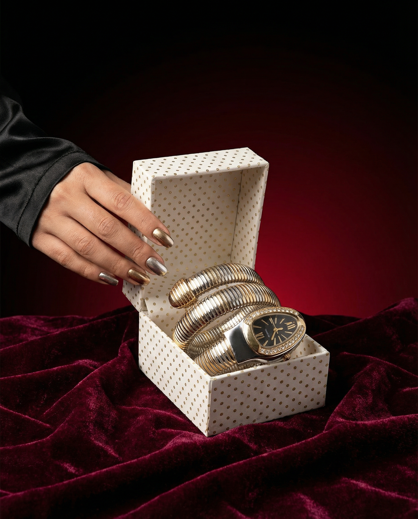 Serpenti Quartz Wrist Watch - Duo Tone Black