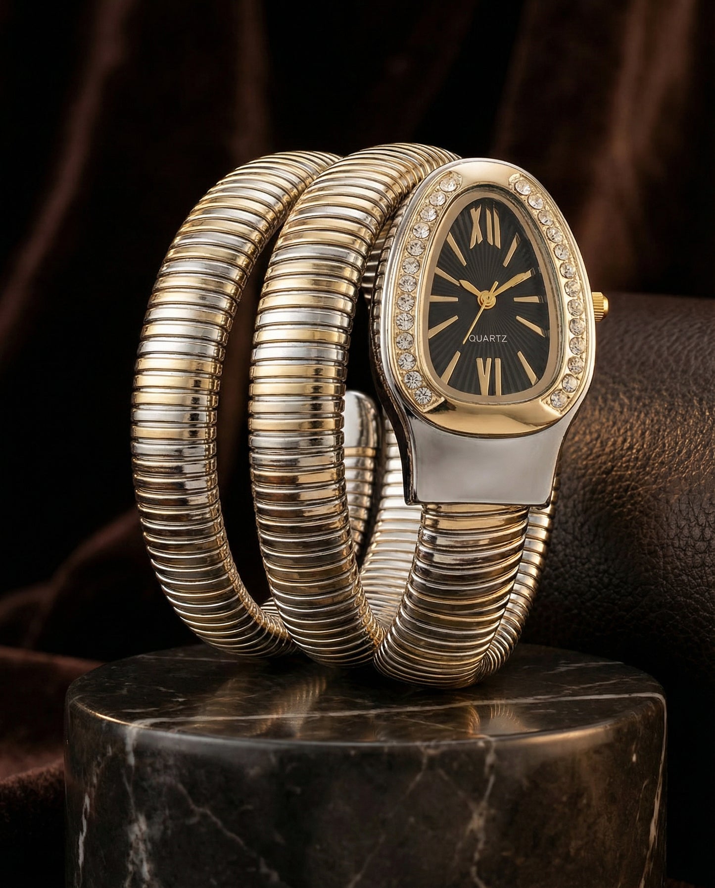 Serpenti Quartz Wrist Watch - Duo Tone Black