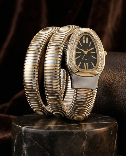 Serpenti Quartz Wrist Watch - Duo Tone Black