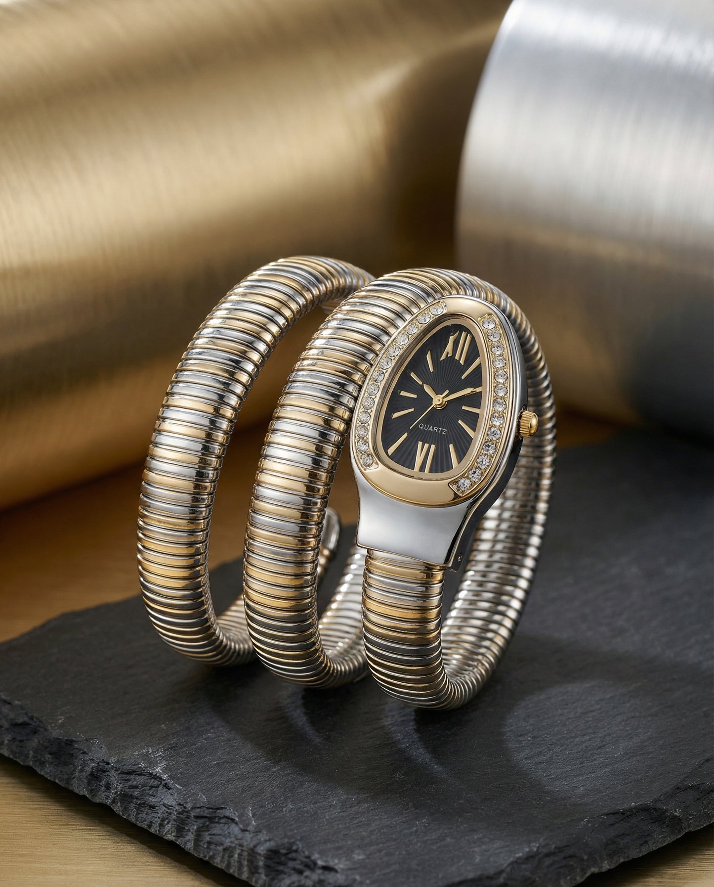 Serpenti Quartz Wrist Watch - Duo Tone Black