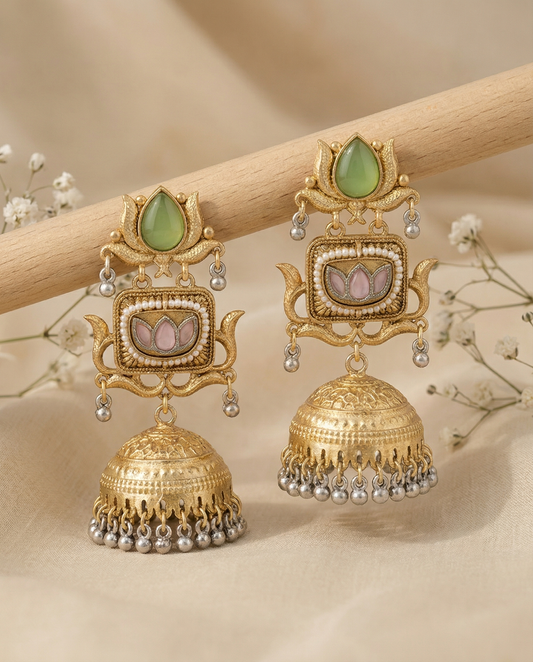 Mint Lavanya Designer Jhumki Earring Brass Lookalike